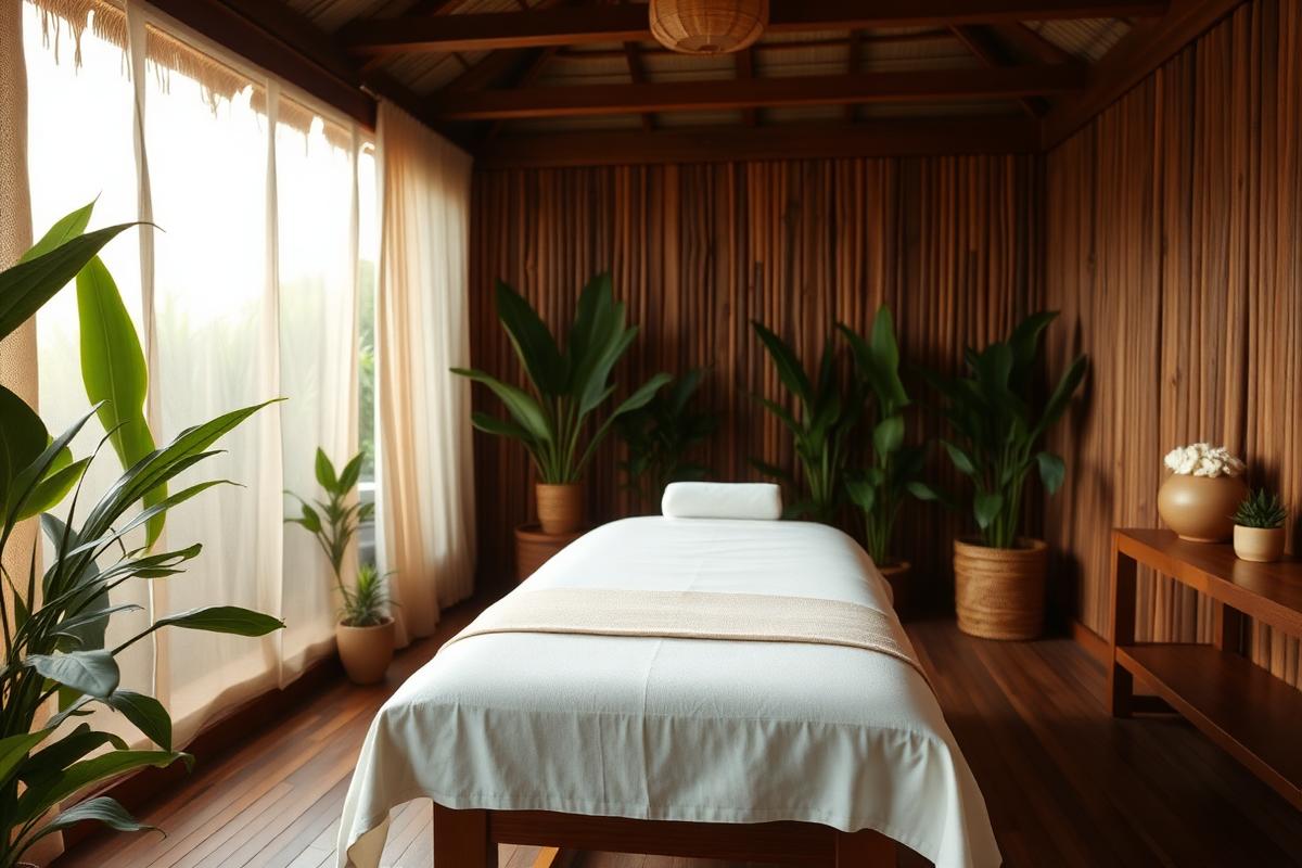 Calm treatment room at a Caribbean spa